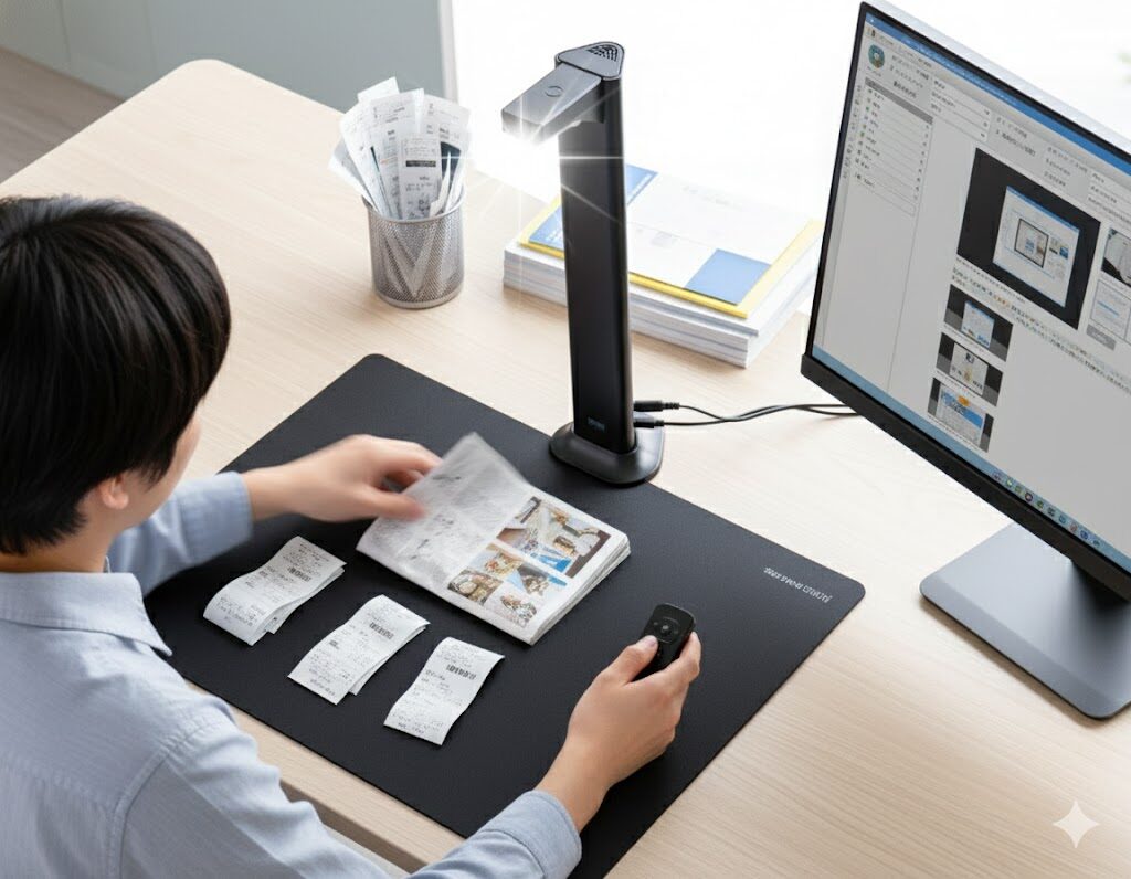 家全体をペーパーレス化、今はやりのアーム型ドキュメントスキャナー