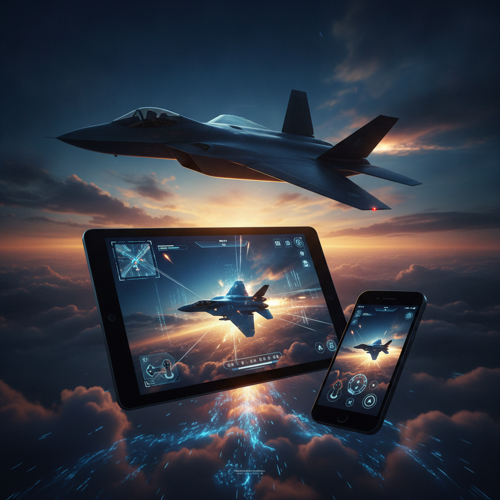エースコンバット8はPCでできますか、戦闘機とスマホ・タブレットでクラウドゲーミングを楽しむイメージ